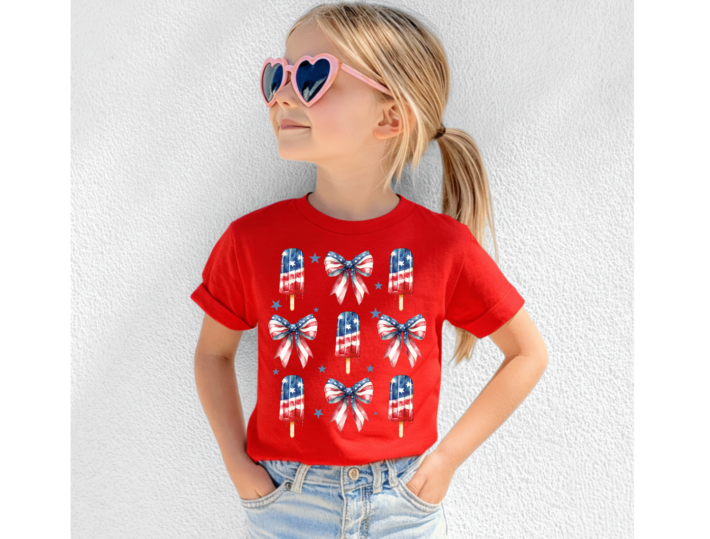 Patriotic Popsicle & Bow Kids' Tee & Sweatshirt