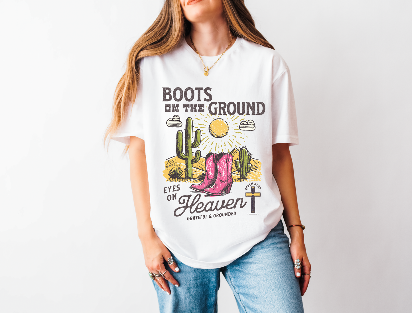Boots on the Ground, Eyes on Heaven Kids & Adult Tee & Crewneck