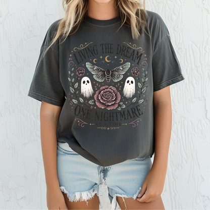 Living the Dream One Nightmare at a Time | Halloween Graphic Tee & Crewneck
