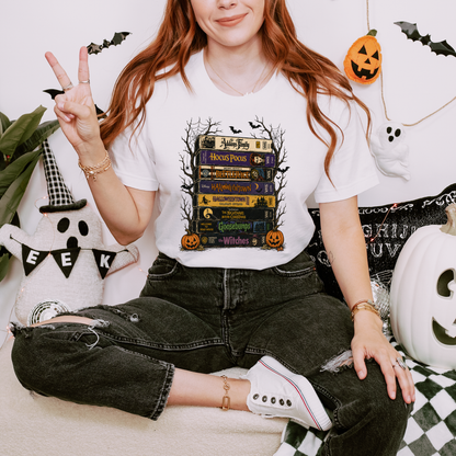 Halloween VHS Stack | Retro Horror Movie Graphic Tee & Crewneck | Comfort Colors