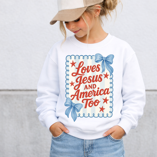 Loves Jesus and America Too Kids' Tee & Sweatshirt