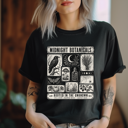 Midnight Botanicals | Rooted in the Unknown | Halloween Graphic Tee & Crewneck