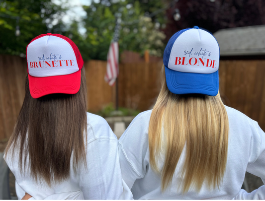 Red, White & Brunette | Patriotic Trucker Hat