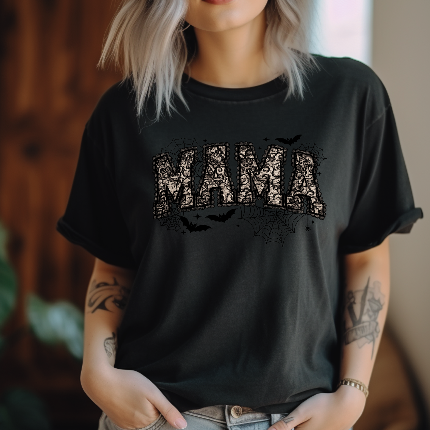 Spooky Mama | Halloween Lace Graphic Tee & Crewneck