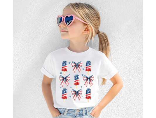 Patriotic Popsicle & Bow Kids' Tee & Sweatshirt