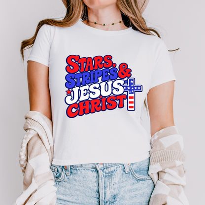 Stars, Stripes & Jesus Christ Patriotic Tee & Crewneck