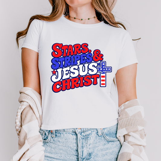 Stars, Stripes & Jesus Christ Patriotic Tee & Crewneck