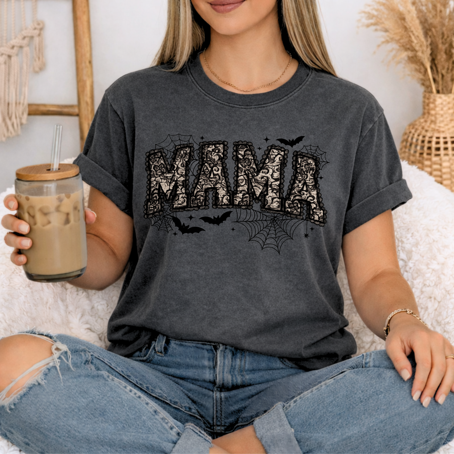 Spooky Mama | Halloween Lace Graphic Tee & Crewneck