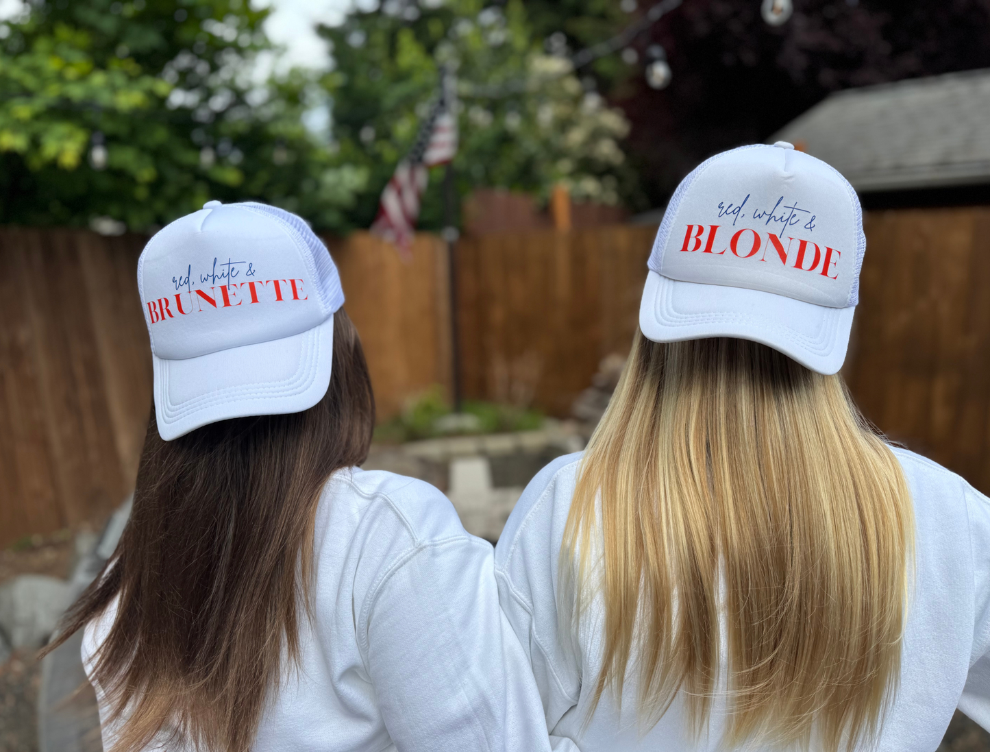 Red, White & Brunette | Patriotic Trucker Hat