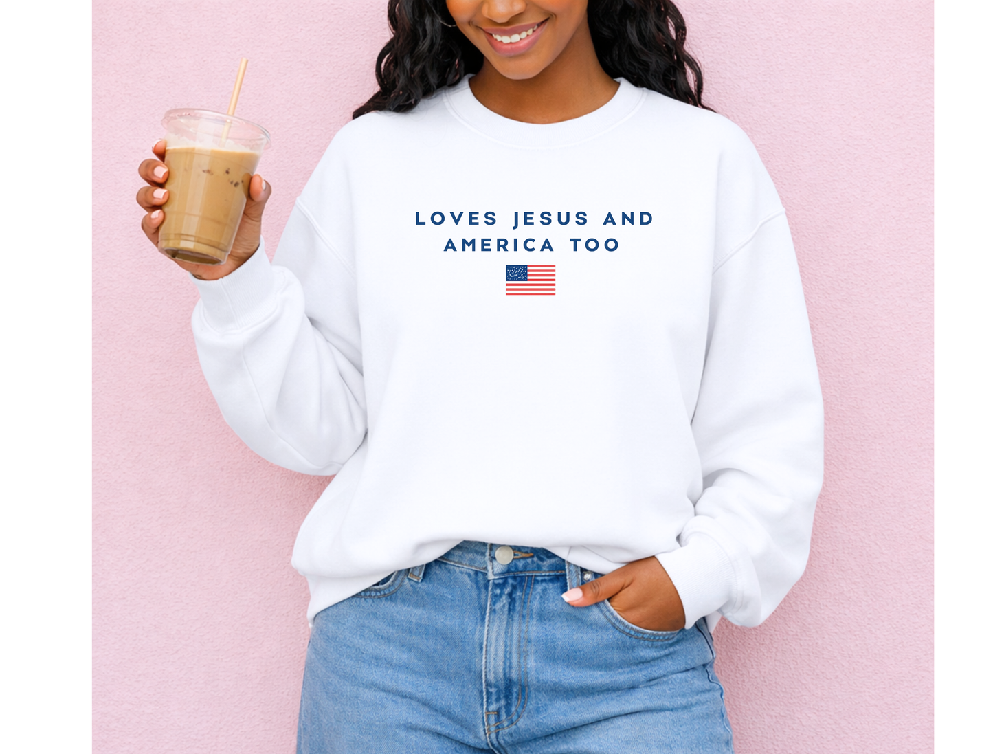 Loves Jesus and America Too | Faith Collection Tee & Crewneck