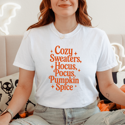 Cozy Sweaters, Hocus Pocus, Pumpkin Spice | Tee & Crewneck