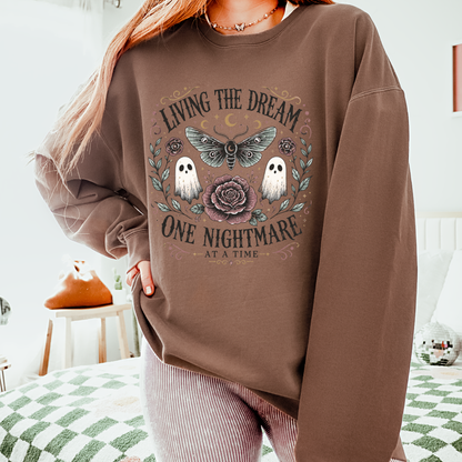 Living the Dream One Nightmare at a Time | Halloween Graphic Tee & Crewneck