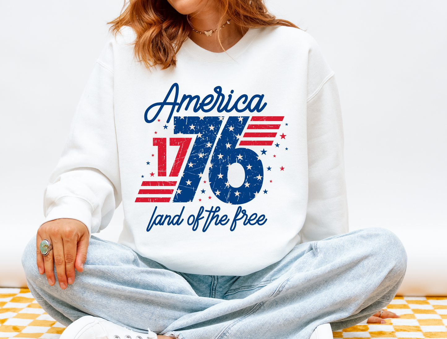 America 1776 Land of the Free | Patriotic Graphic Tee & Crewneck