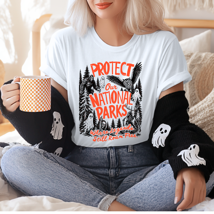Protect Our National Parks | Where Legends Still Roam Free | Halloween Graphic Tee & Crewneck
