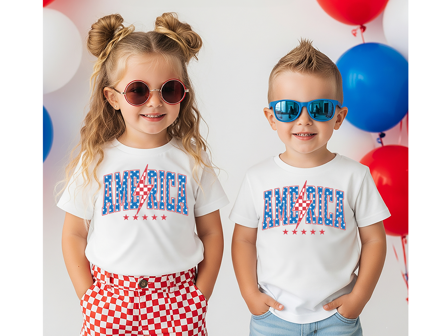 America Lightning Bolt Star Graphic Tee & Sweatshirt — Kids & Adult