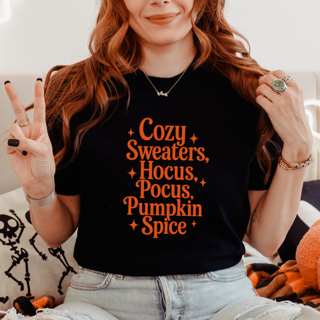 Cozy Sweaters, Hocus Pocus, Pumpkin Spice | Tee & Crewneck