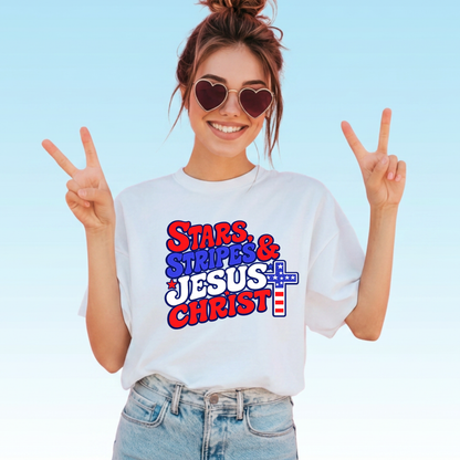 Stars, Stripes & Jesus Christ Patriotic Tee & Crewneck