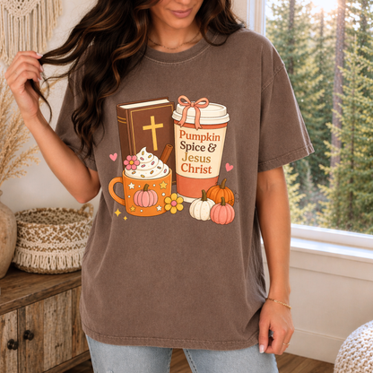 Pumpkin Spice & Jesus Christ | Tee & Crewneck