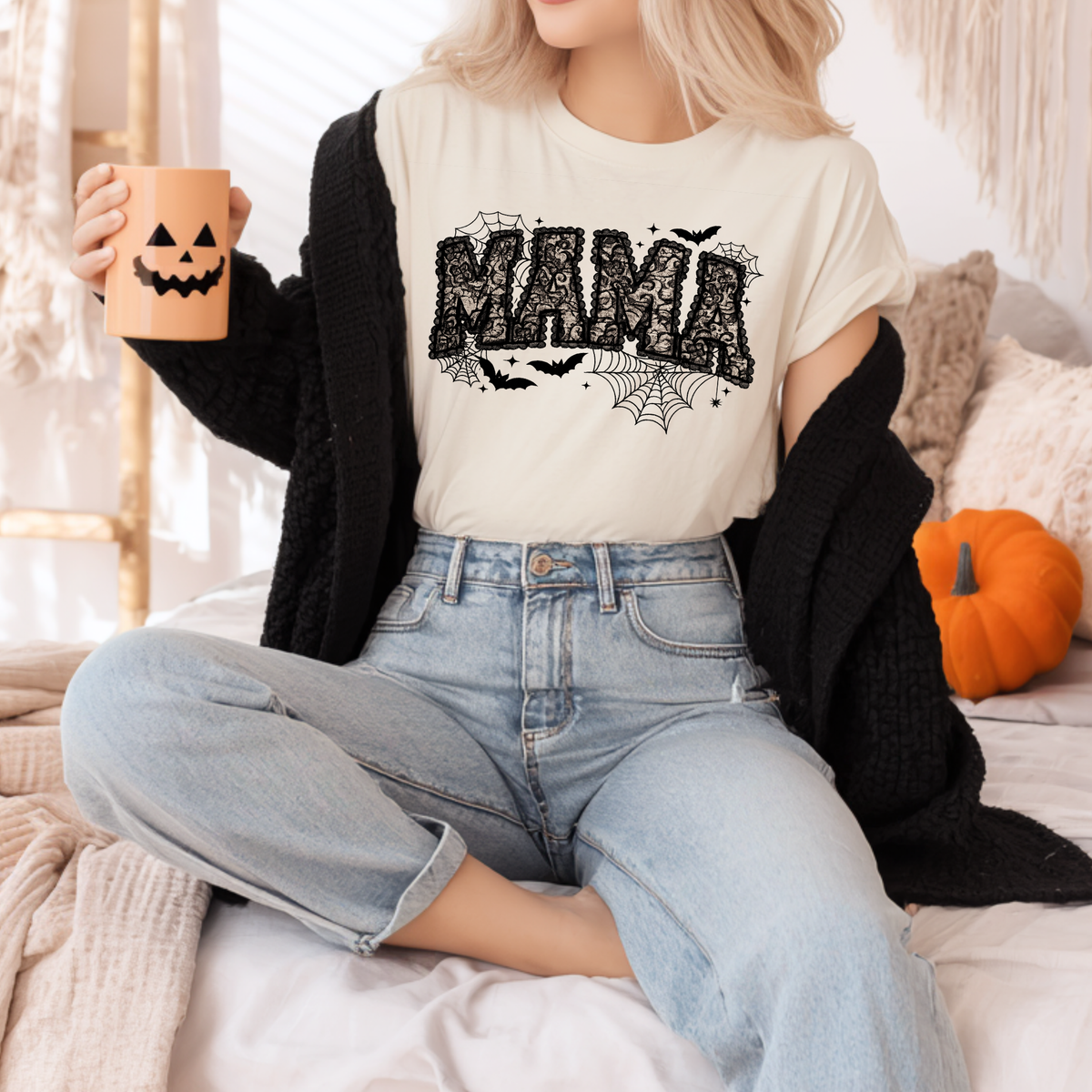 Spooky Mama | Halloween Lace Graphic Tee & Crewneck
