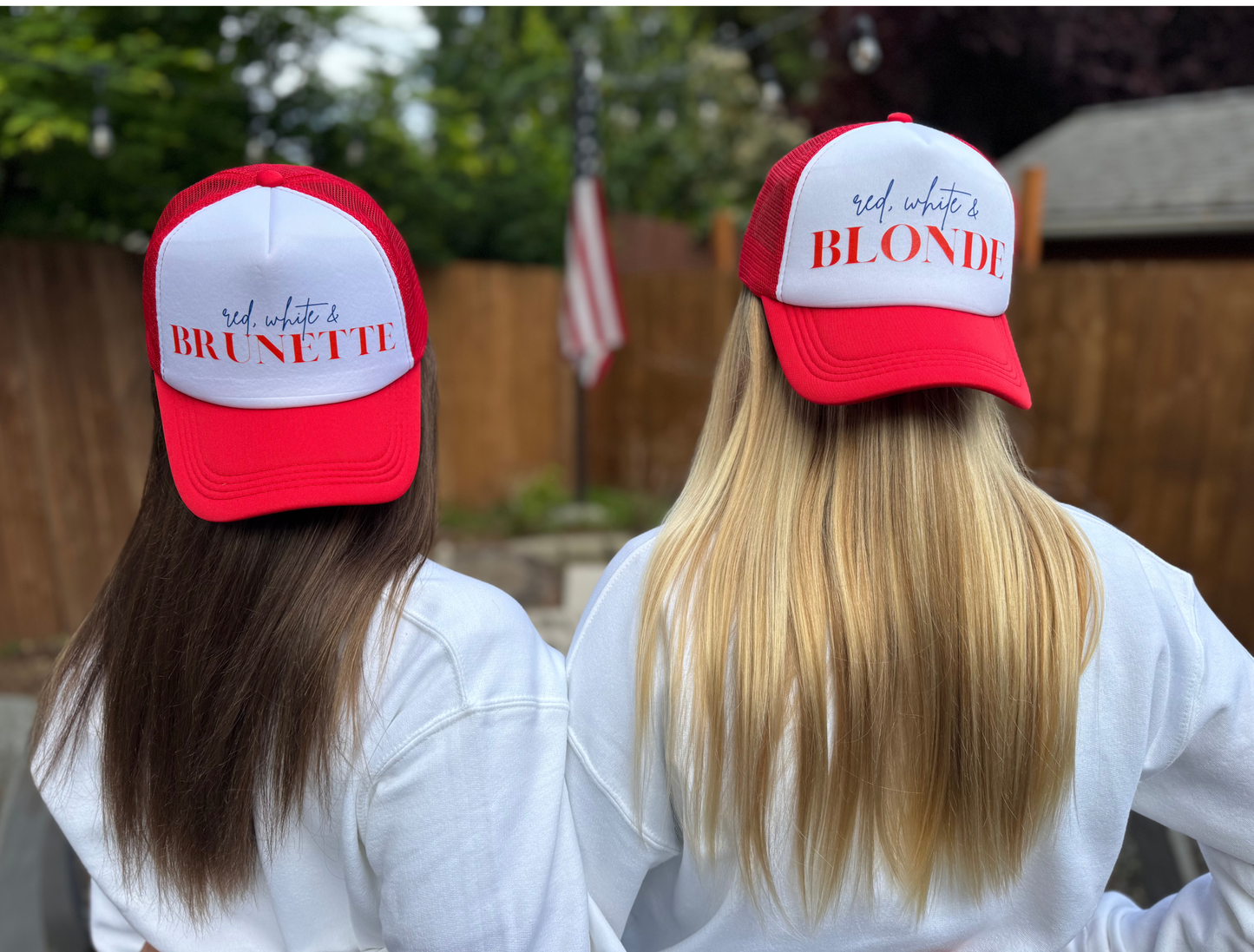 Red, White & Brunette | Patriotic Trucker Hat