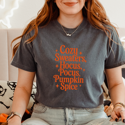 Cozy Sweaters, Hocus Pocus, Pumpkin Spice | Tee & Crewneck