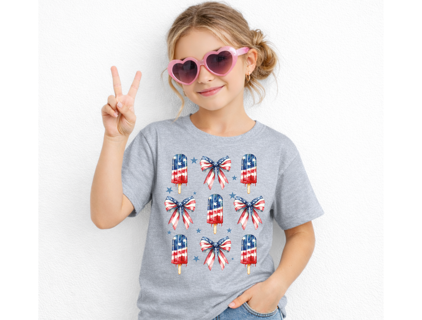 Patriotic Popsicle & Bow Kids' Tee & Sweatshirt