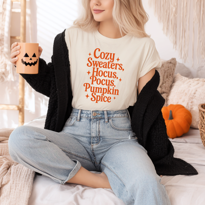 Cozy Sweaters, Hocus Pocus, Pumpkin Spice | Tee & Crewneck