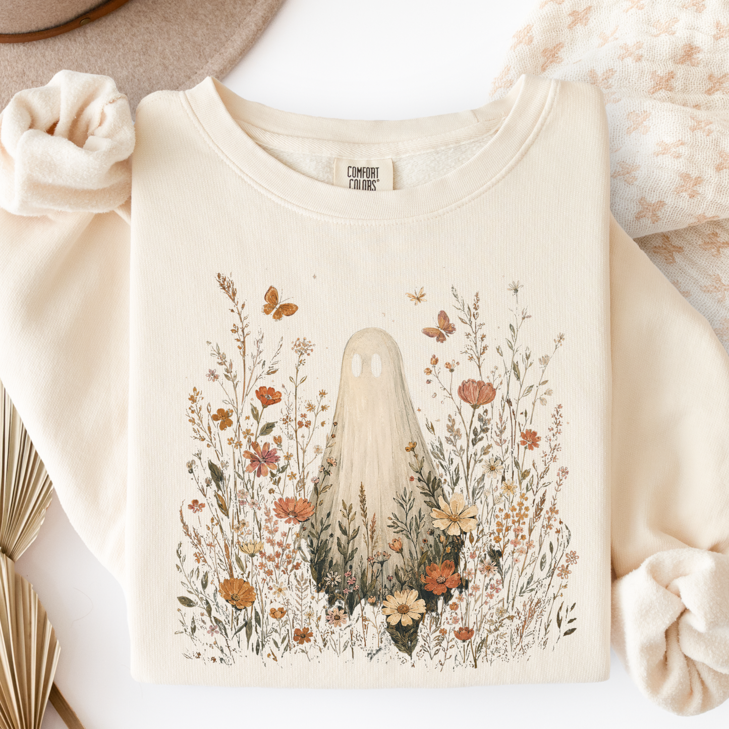Floral Ghost | Wildflower Meadow Halloween Graphic Tee & Crewneck | Comfort Colors