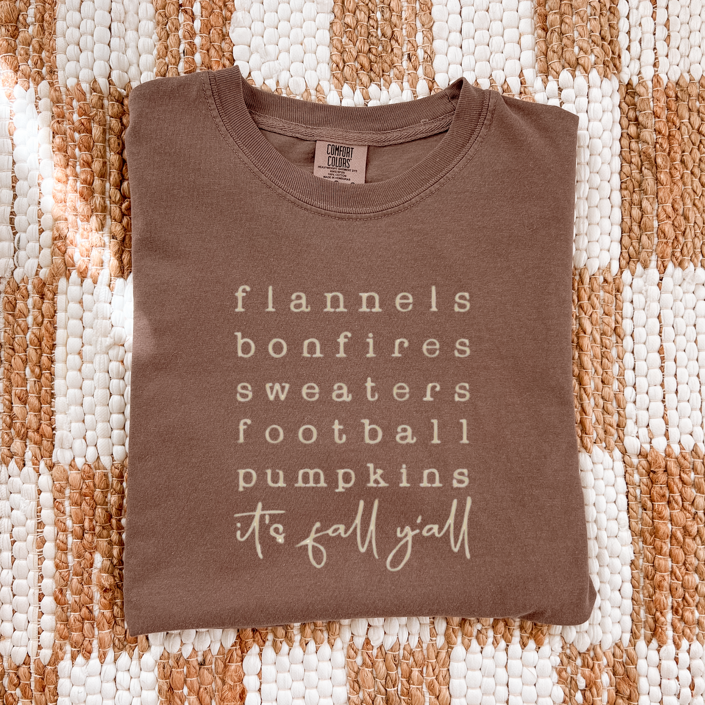Flannels Bonfires Sweaters Football Pumpkins | It's Fall Y'all Tee & Crewneck