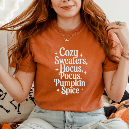 Cozy Sweaters, Hocus Pocus, Pumpkin Spice | Tee & Crewneck