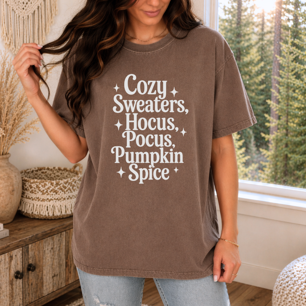 Cozy Sweaters, Hocus Pocus, Pumpkin Spice | Tee & Crewneck