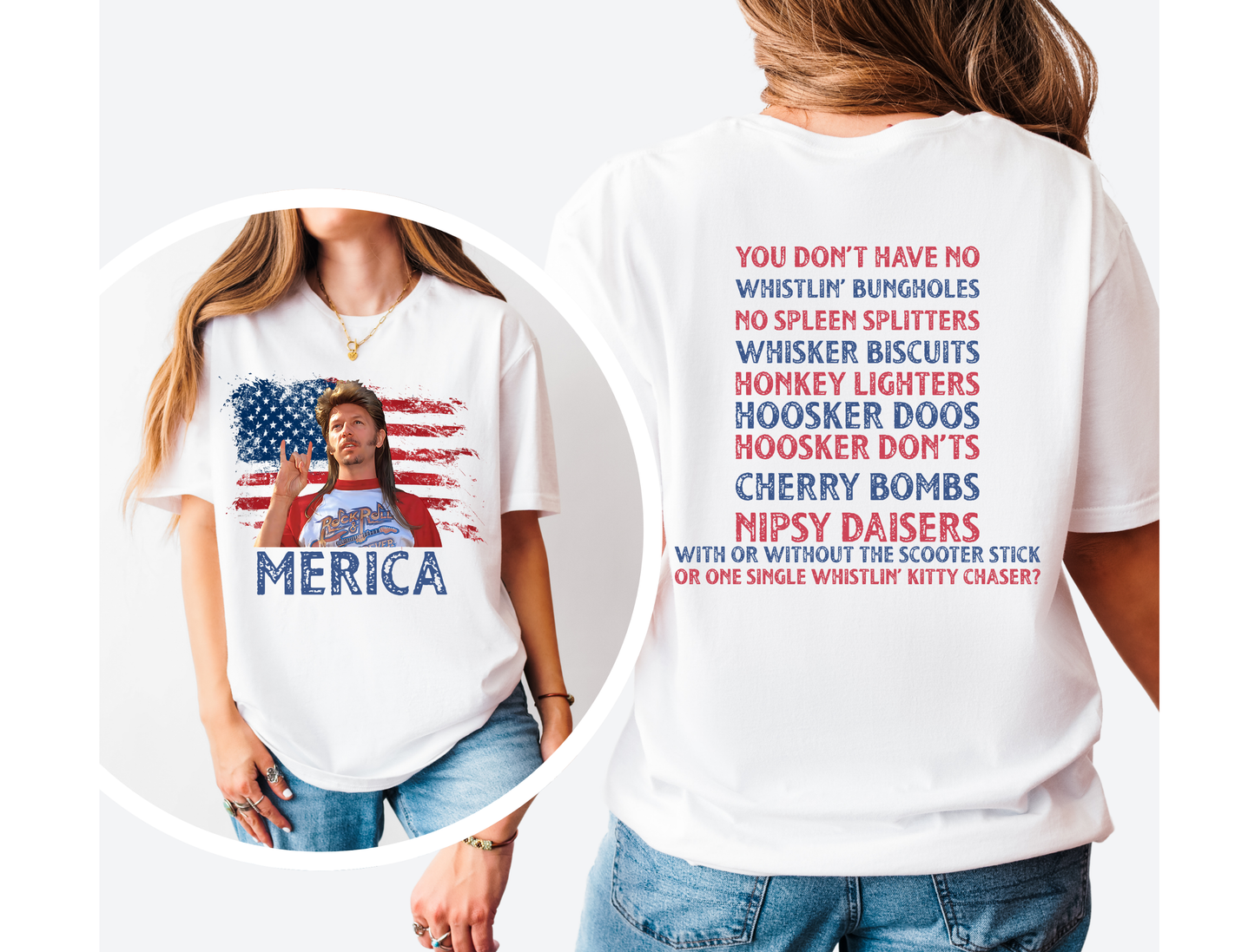 'Merica Whistlin' Bungholes Double-Sided Tee & Crewneck