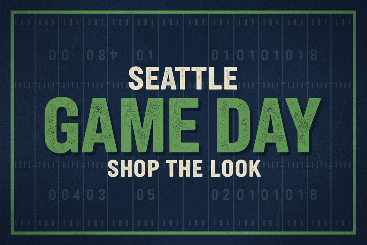 Seattle Game Day promotion in navy blue and action green